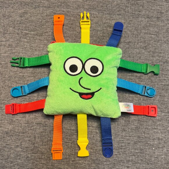 BUCKLE TOYS - "Buster Square" Soft square pillow w/ 6 kid-friendly buckles - Picture 2 of 8
